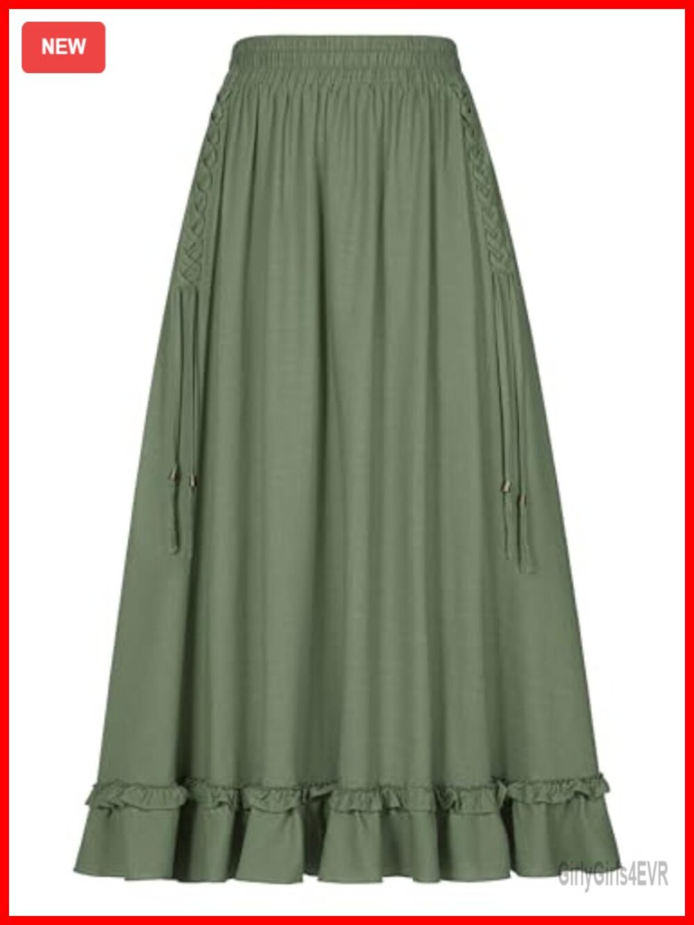 Womens Renaissance Boho Flowy Maxi Skirt Lace-Up High Waist Ruffle